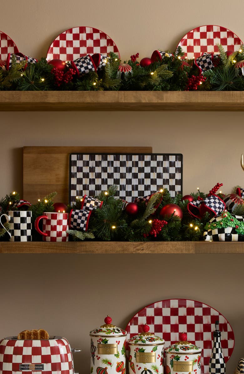 MACKENZIE CHILDS Courtly Check Set of 2 Glass Cutting Boards, Alternate, color, Courtly