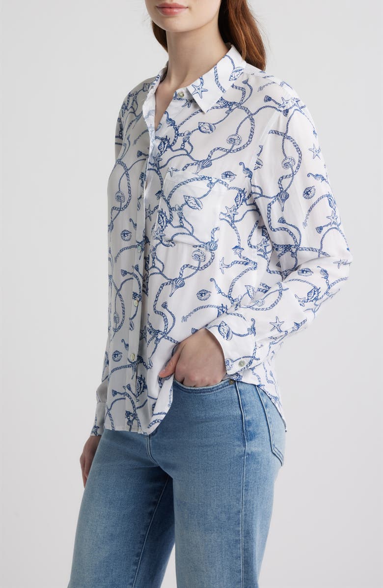 Rails Josephine Seashell Chain Print Button-Up Shirt, Alternate, color, Nautical Chains