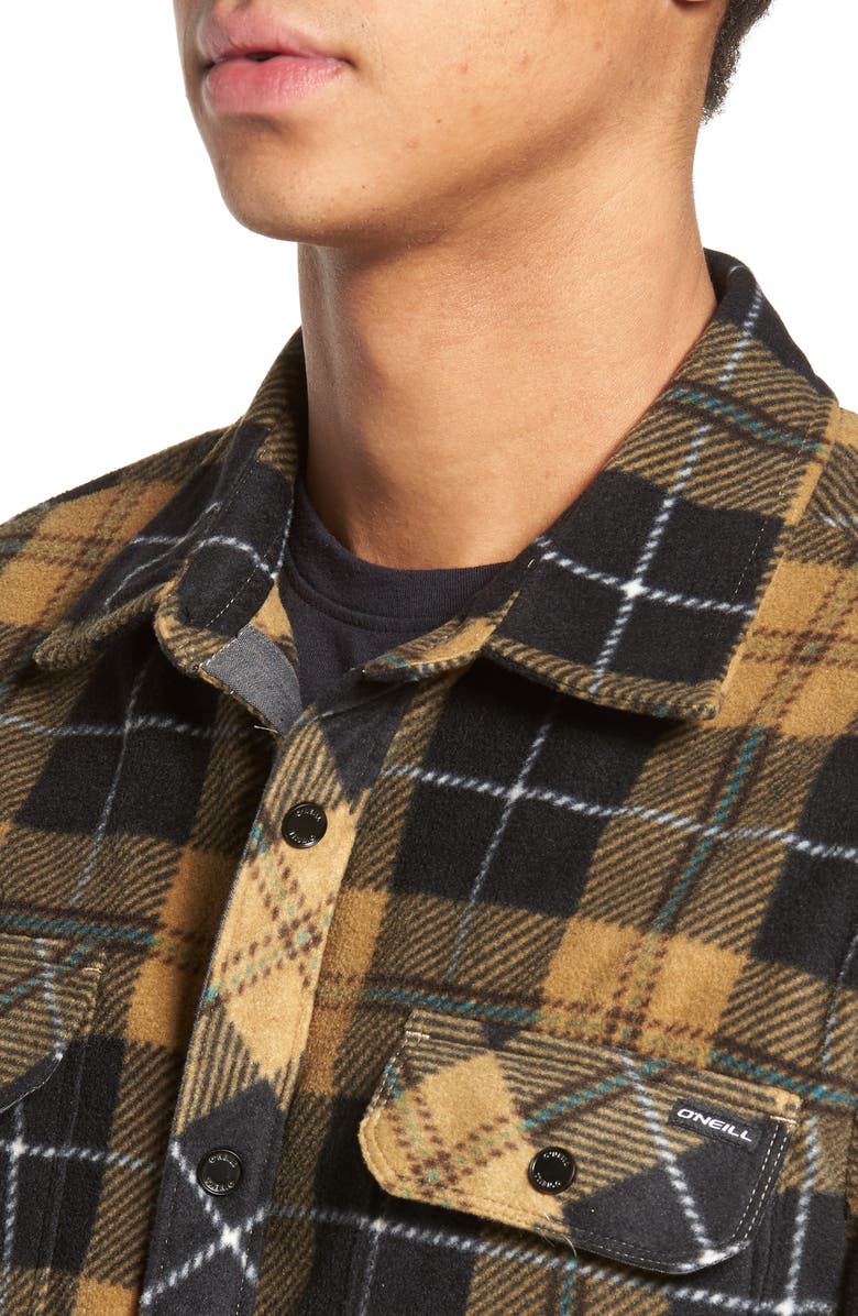 O'Neill Glacier Plaid Fleece Flannel Shirt, Alternate, color, 