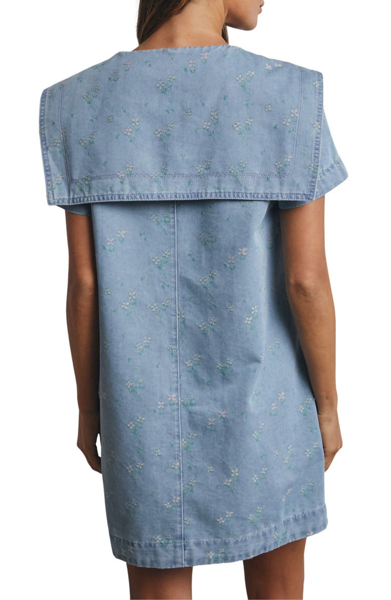 WISHLIST Collared Floral Denim Minidress, Alternate, color, Denim/ Pink