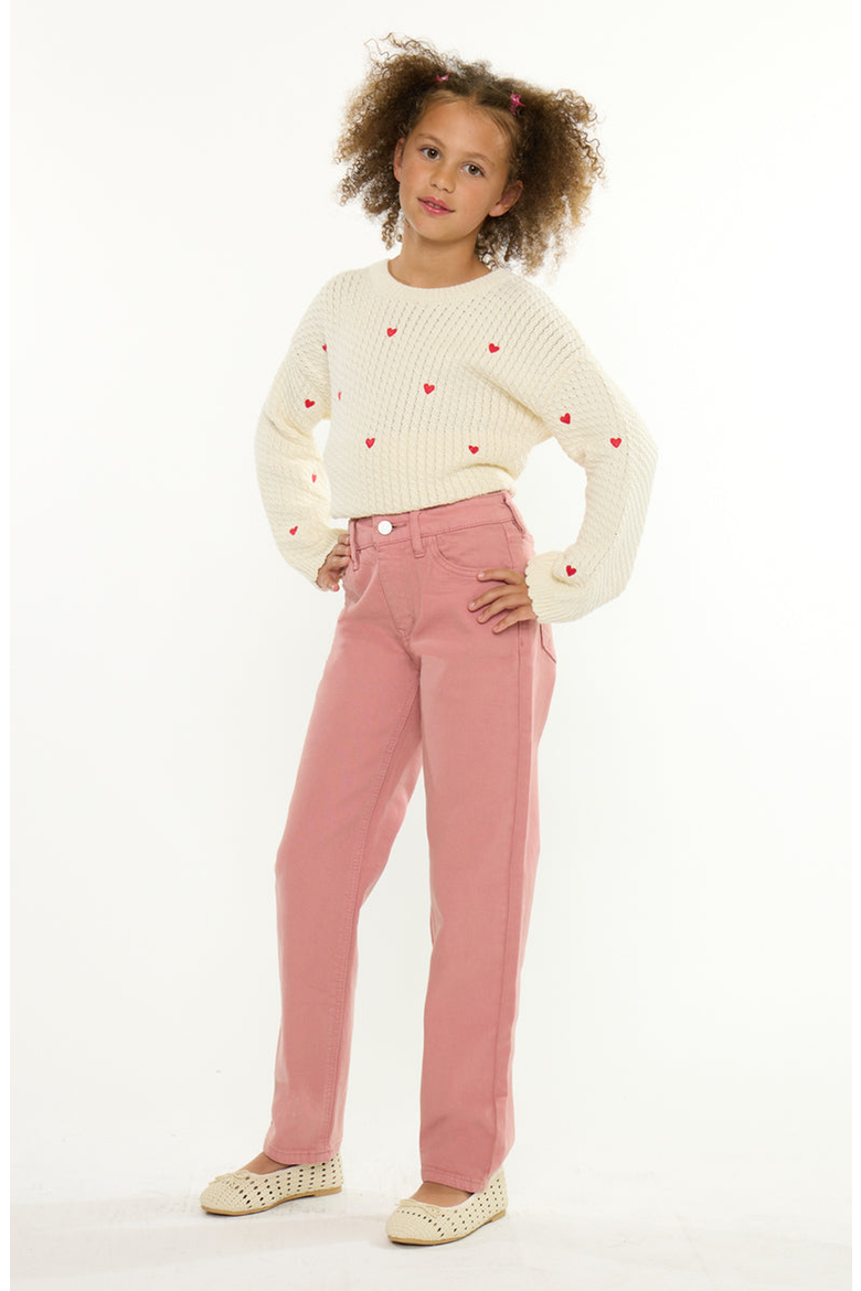 Uniqua 90's Ultra High Rise Straight Jeans, Alternate, color, Coral