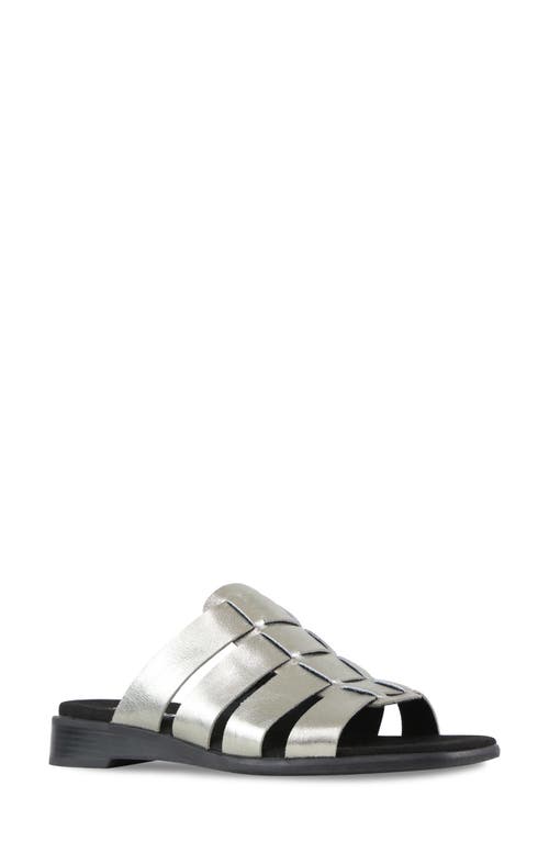 Munro Carrera Sandal In Silver Metallic Calf Leather