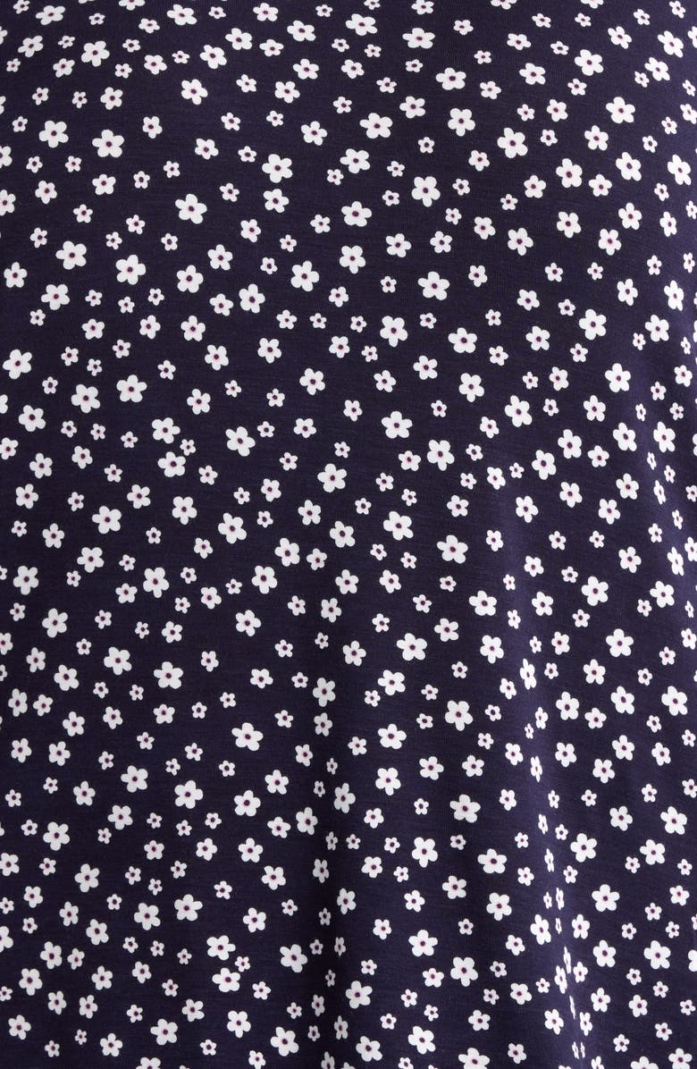 Liverpool Ruffle Sleeve Print Top, Alternate, color, Navy/ White Ditsy