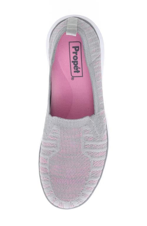Propét Travelfit Slip-on Sneaker In Grey/pink Fabric