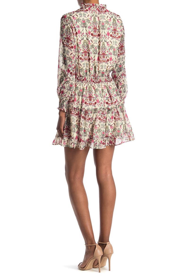Emma Floral Print Ruffle Dress, Alternate, color, RUST/ OLIVE ETHNIC