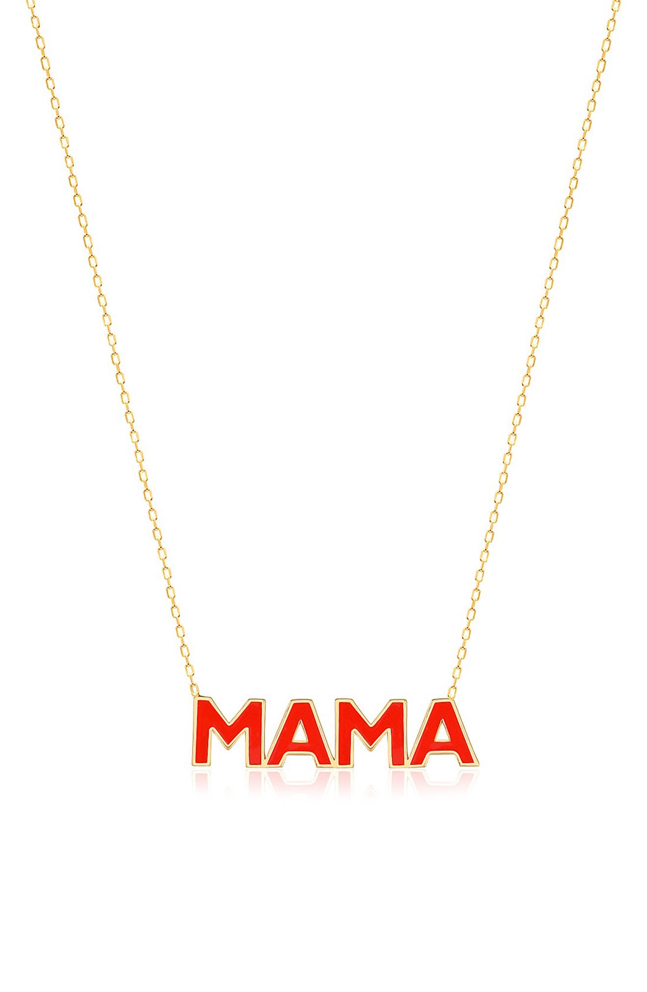 GABI RIELLE Vacay Dreamy Collection 14K Gold Plated Sterling Silver Enamel Red Mama Necklace