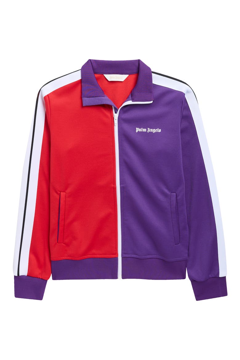 Kids' Logo Color Block Track Jacket, Main, color, PURPLE/ WHITE