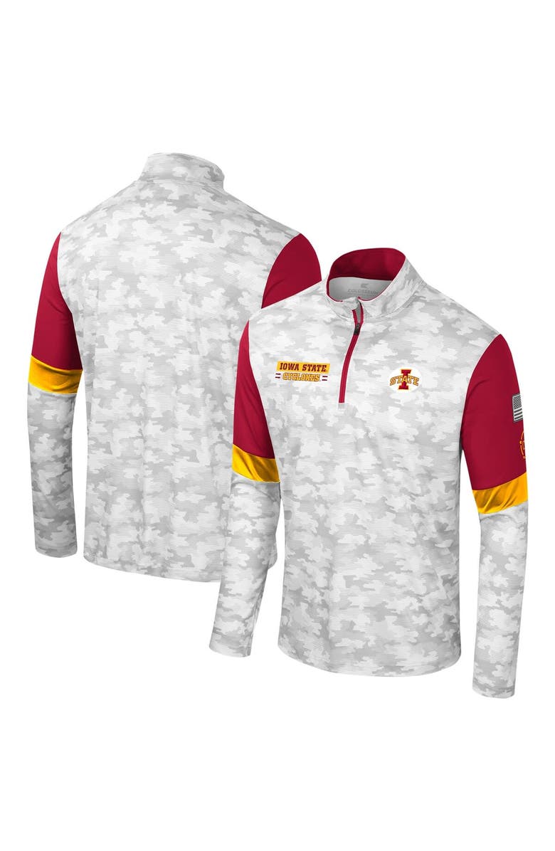 COLOSSEUM Men's Colosseum Camo Iowa State Cyclones OHT Military Appreciation Tomahawk Quarter-Zip Windshirt, Main, color,