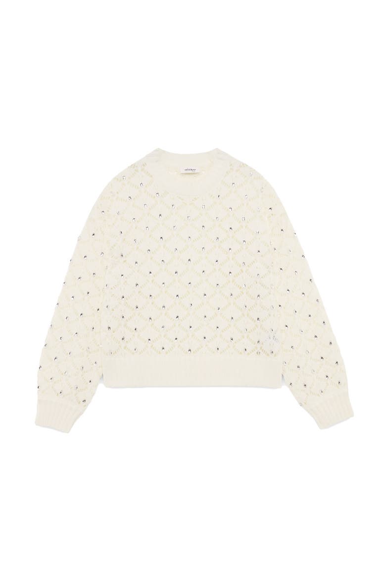 Fretworked Sweater, Alternate, color, White