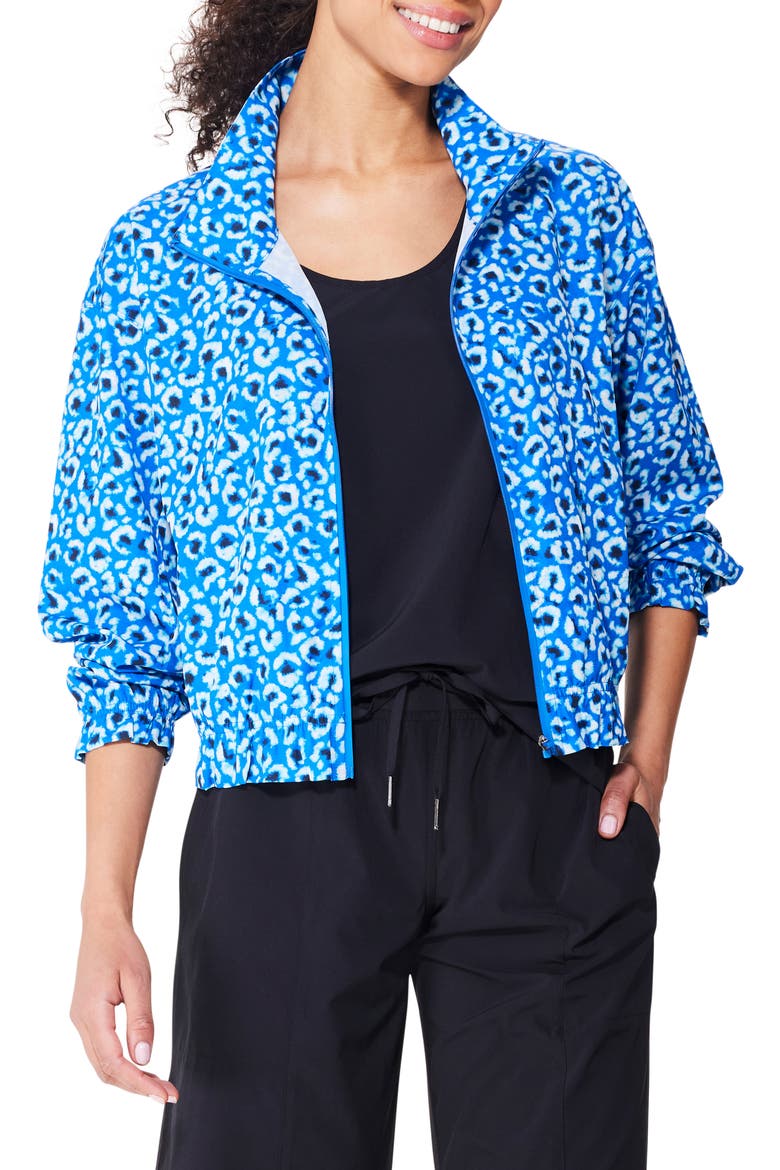 Tech Stretch Crop Jacket, Main, color, BLUE MULTI
