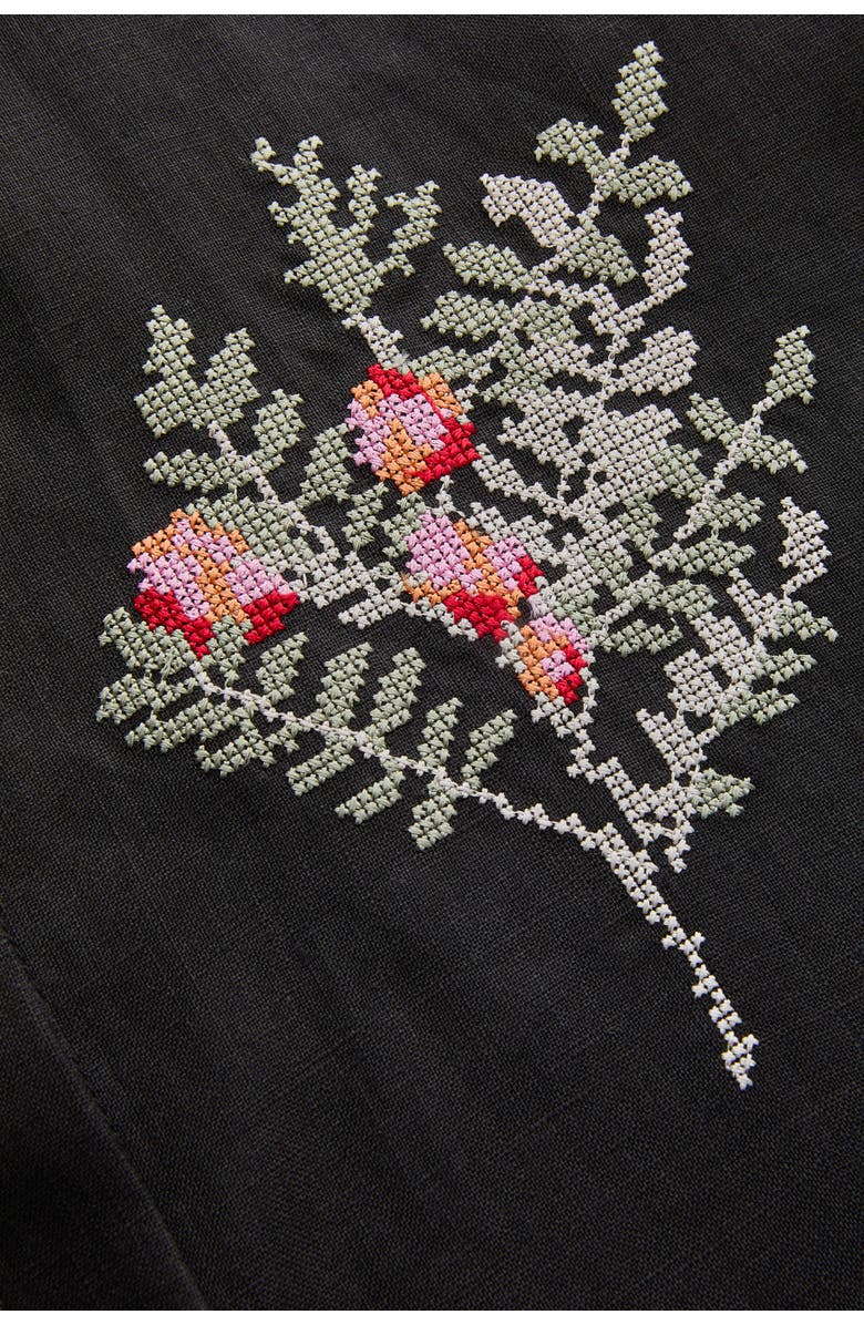 Exquise High Waist Wide Leg Linen Trousers, Alternate, color, Black