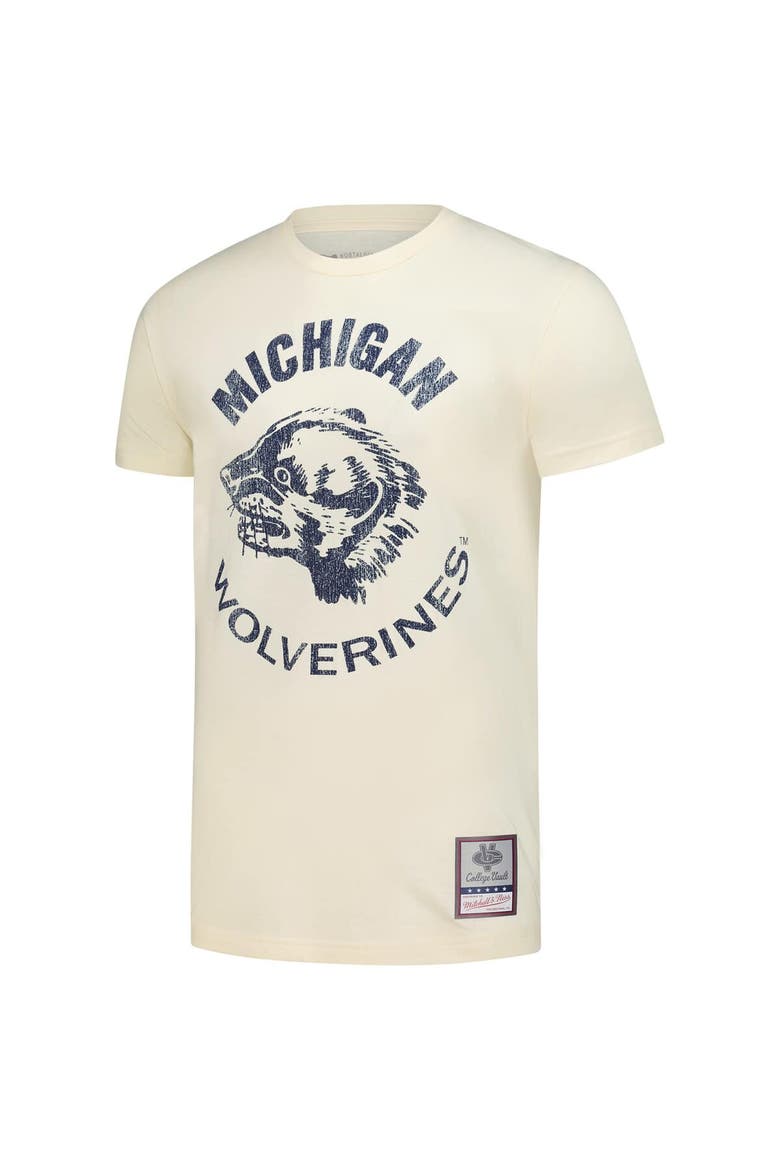 Men's Mitchell & Ness  Cream Michigan Wolverines Vintage Tone T-Shirt, Alternate, color, Cream