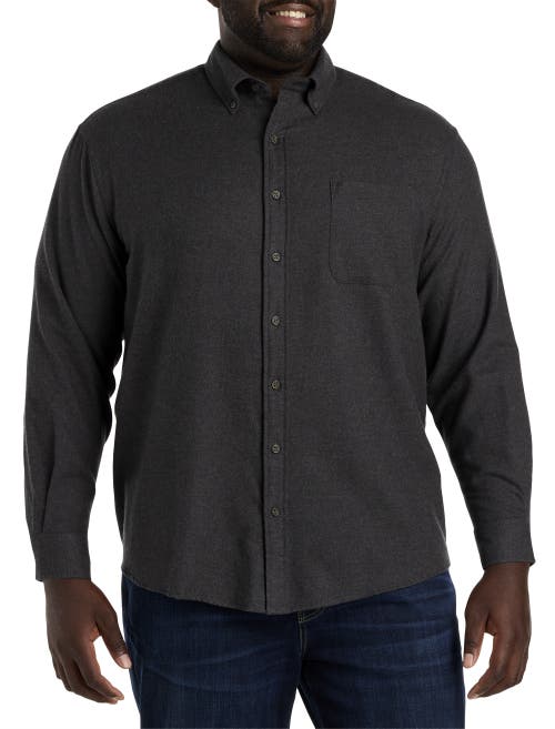 Harbor Bay By Dxl Solid Flannel Sport Shirt In Carbon Heather