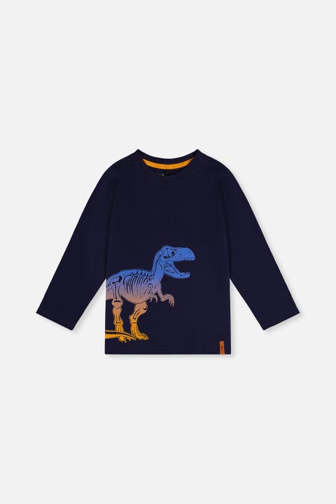 Long Sleeve Organic Cotton Dino Crew Neck T-Shirt