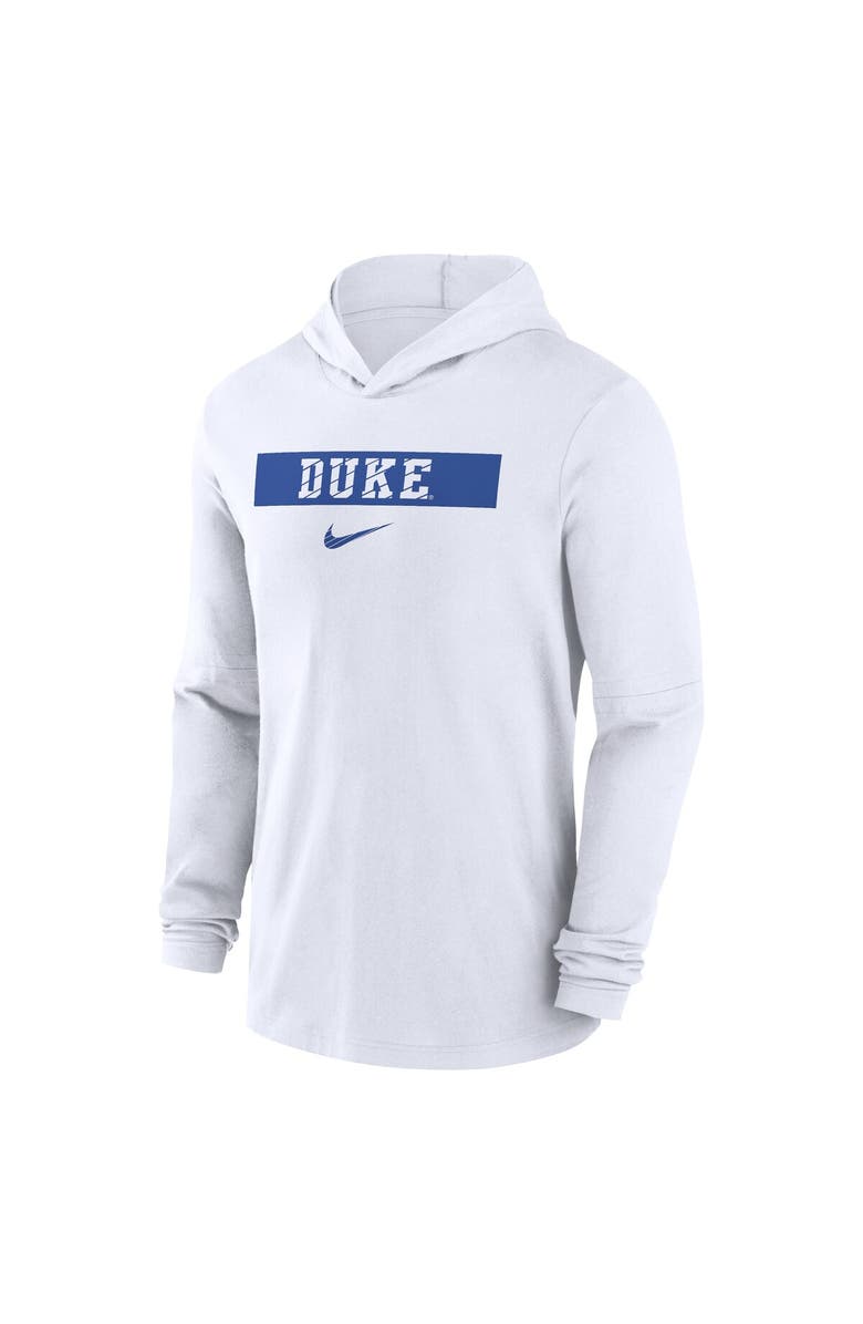 Nike Men's Nike White Duke Blue Devils 2024 Sideline Hoodie Performance Long Sleeve T-Shirt, Alternate, color, White