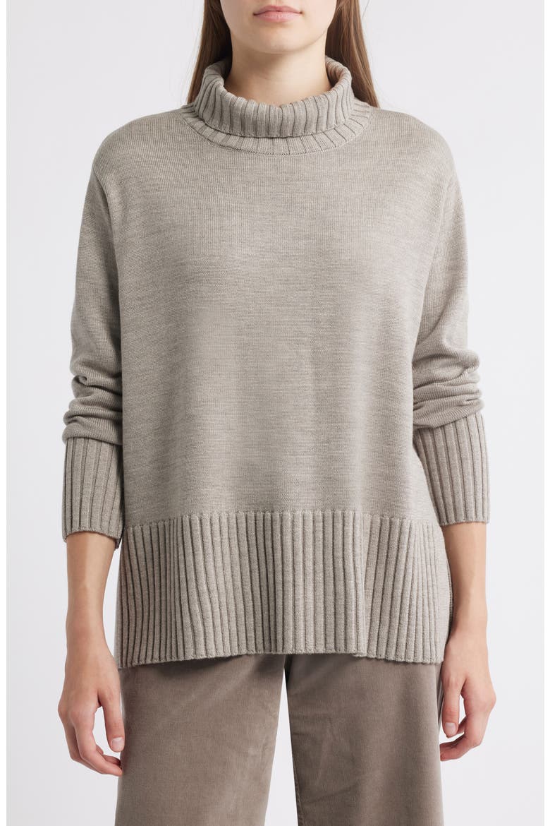 Turtleneck Merino Wool Sweater, Main, color, DOVE