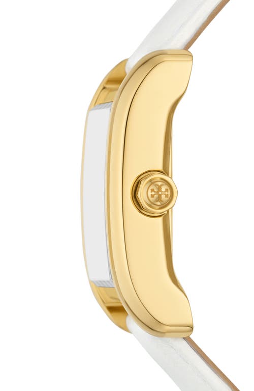 Shop Tory Burch The Eleanor Leather Strap Watch, 25mm X 34mm In Ivory