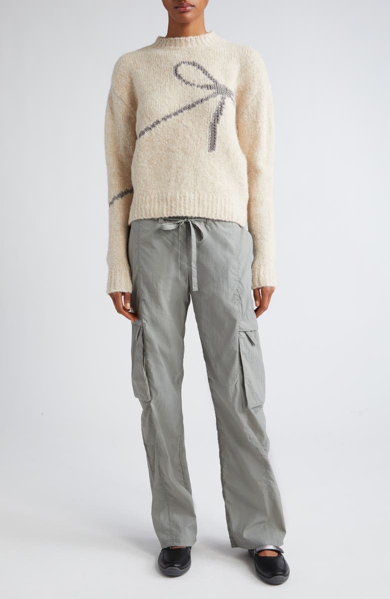 Paloma Wool Tana Ribbon Intarsia Crewneck Sweater, Alternate, color, Ecru