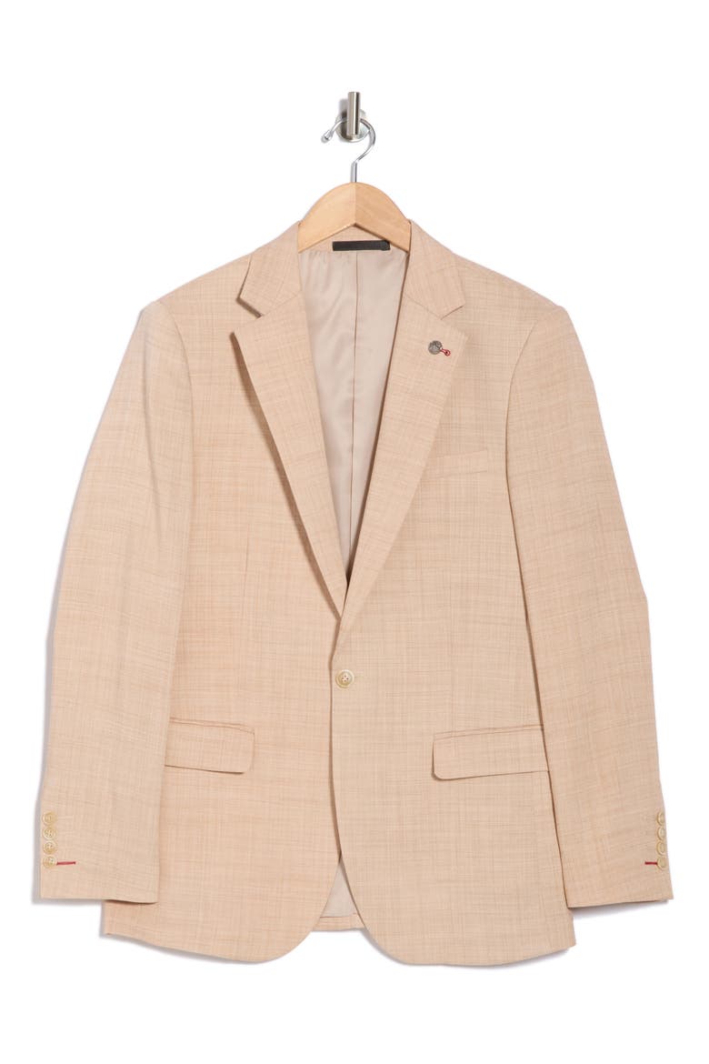 Slim Fit Sharkskin Blazer, Alternate, color, SAND