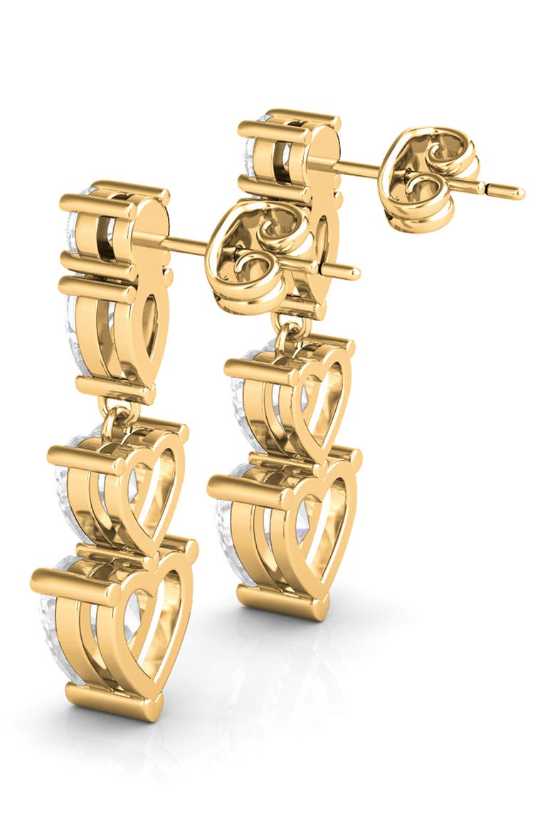 Lab Created Diamond Heart Drop Earrings, Alternate, color, 18K YELLOW GOLD