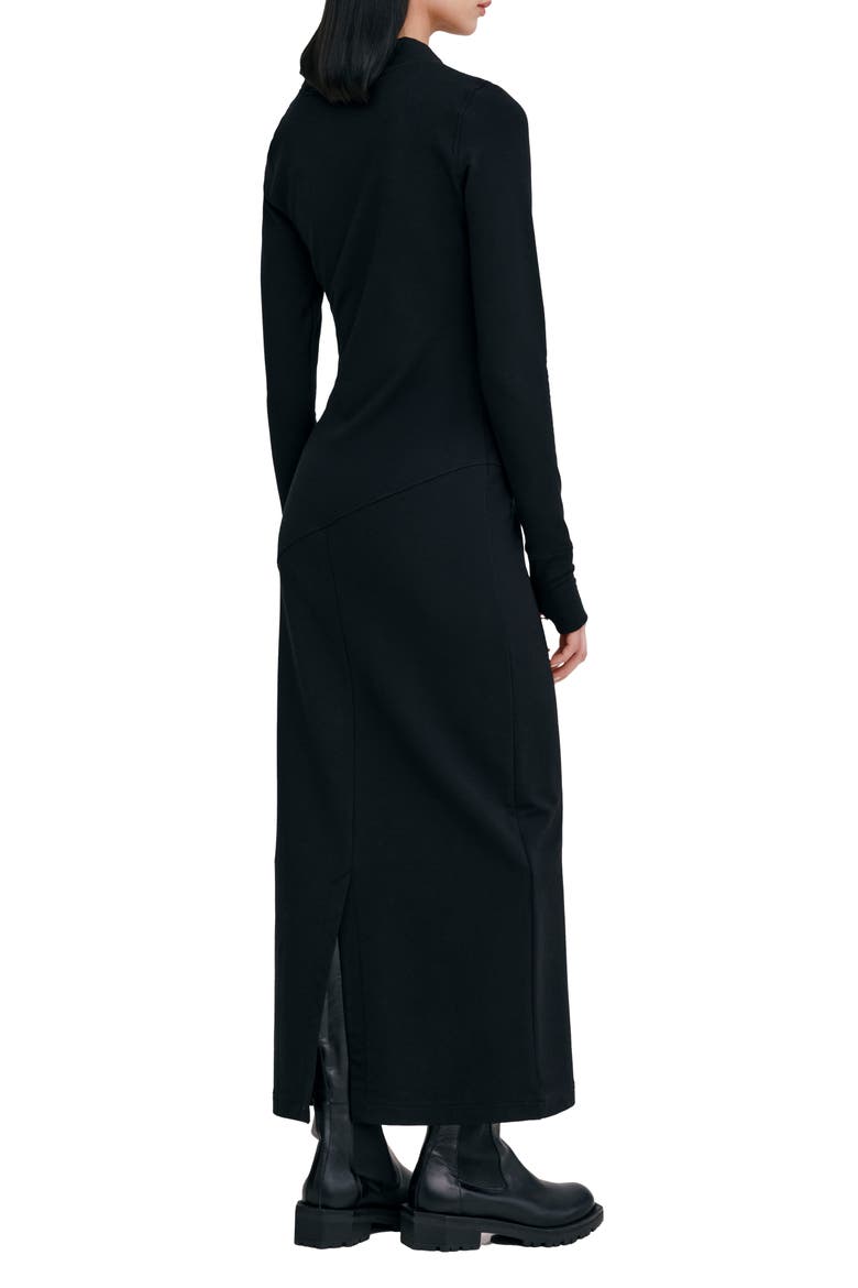 Broome Asymmetric Half Zip Long Sleee Maxi Dress, Alternate, color, BLACK