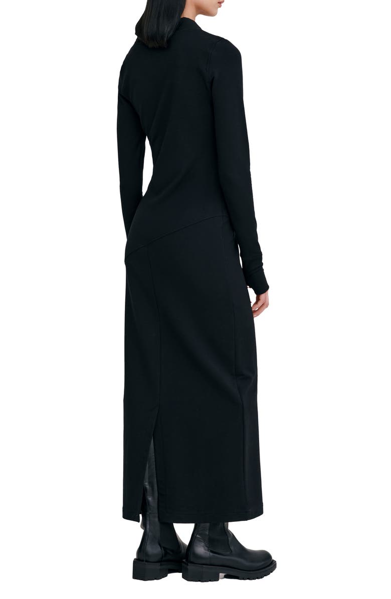 Marcella Broome Asymmetric Half Zip Long Sleee Maxi Dress, Alternate, color, Black