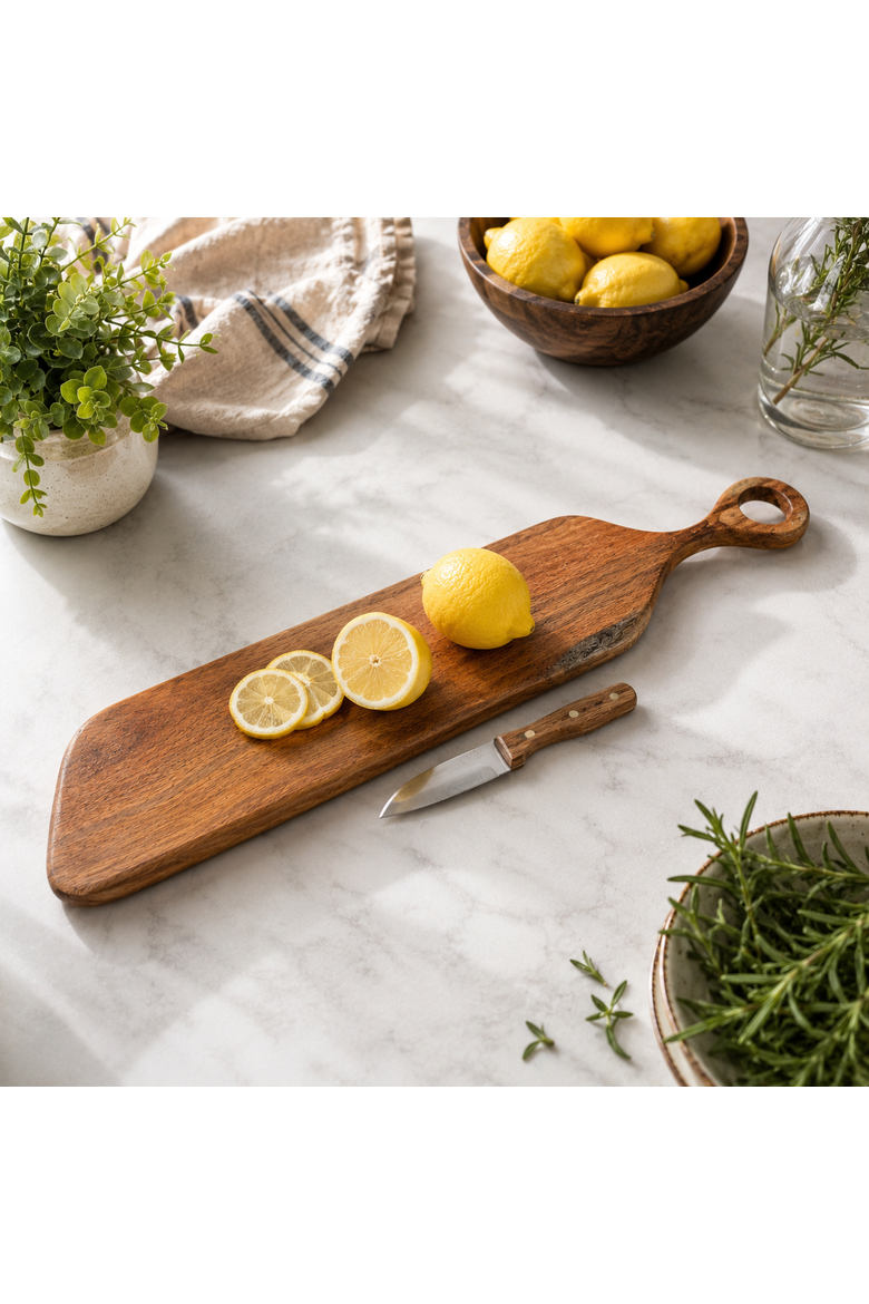 Long Handle Acacia Wood Cutting Board Chopping Board, Alternate, color, Natural Wood