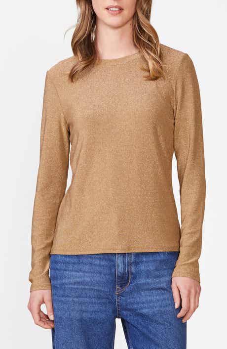 Glitter Fitted Crewneck Long Sleeve Top