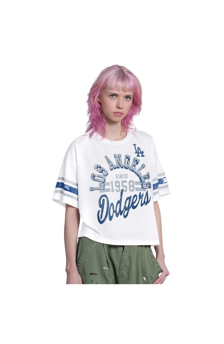STARTER Women's Starter White Los Angeles Dodgers Cropped Hurry Up Offense T-Shirt, Main, color, White