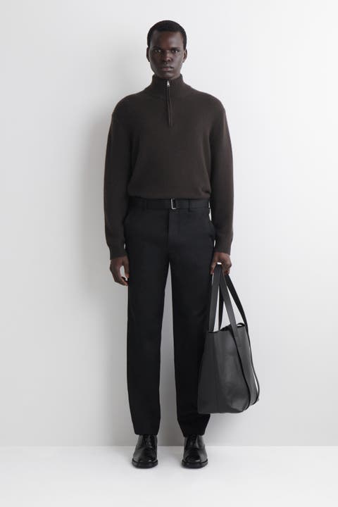 Belted Cotton Regular-Fit Straight-Leg Pants