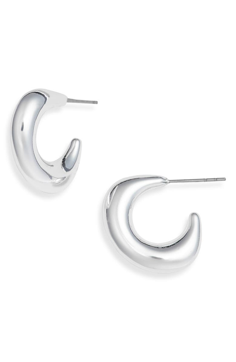 Nordstrom Demi Fine Rounded Angular Hoop Earrings, Main, color, Sterling Silver Plated