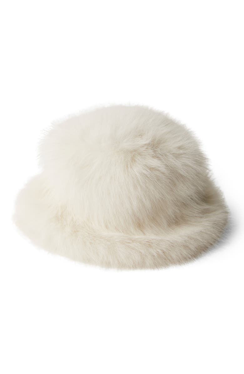 Free People Ice Queen Faux Fur Bucket Hat, Main, color, Ivory