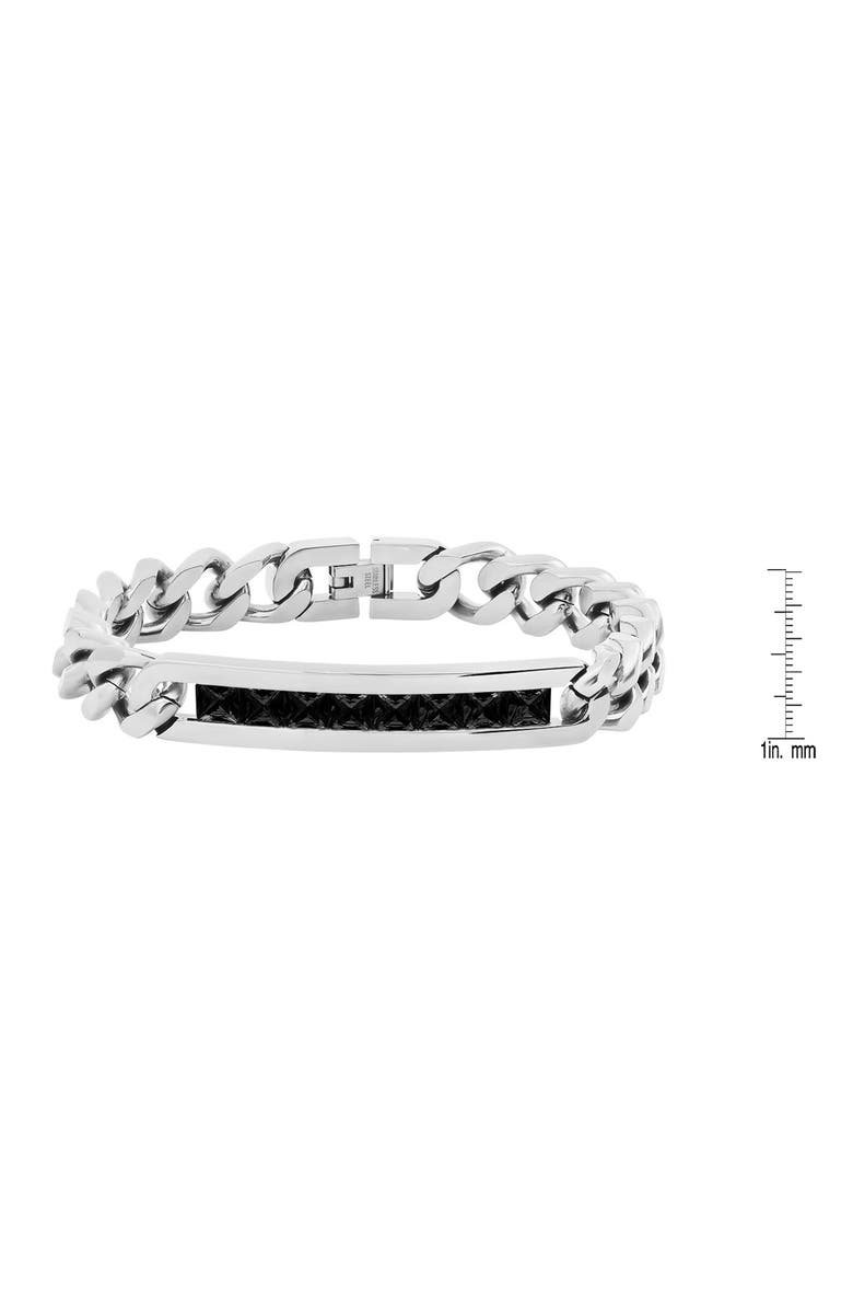 STEELTIME Inlaid Crystal ID Bracelet, Alternate, color, Metallic