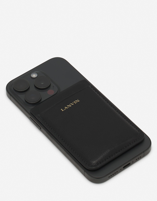 Lanvin Magnetic Leather Cardholder In Black