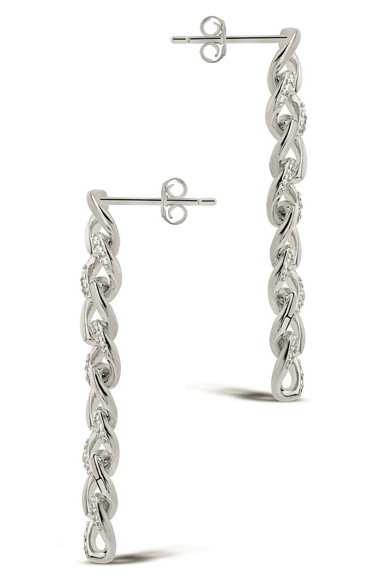 Cubic Zirconia Pavé Linear Drop Earrings, Alternate, color, SILVER