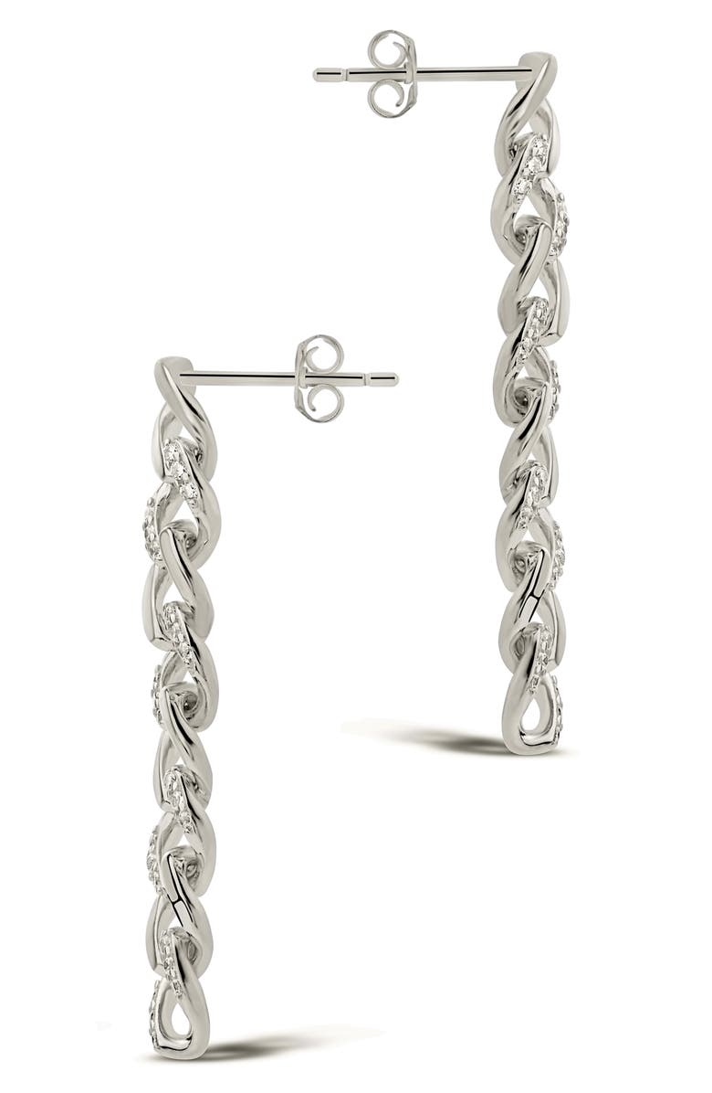 Sterling Forever Cubic Zirconia Pavé Linear Drop Earrings, Alternate, color, 