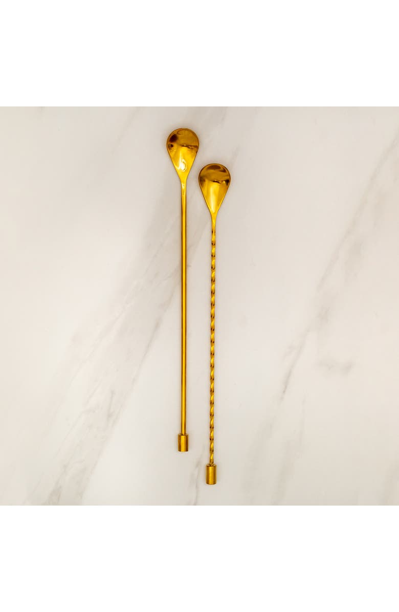 A Bar Above Gold Bar Spoons, Combo Set of 2, Alternate, color, Gold