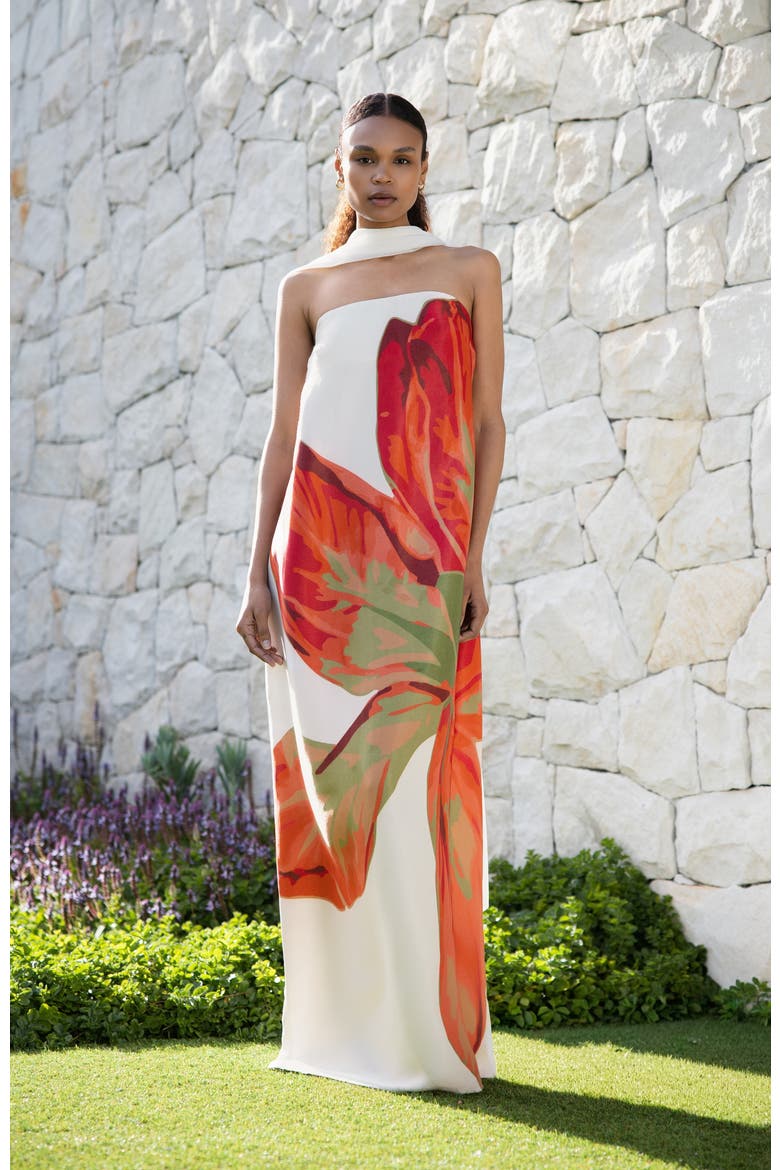 Tubi Twa Strapless Dress Sira Rose With Shawl, Alternate, color, Sira Rose