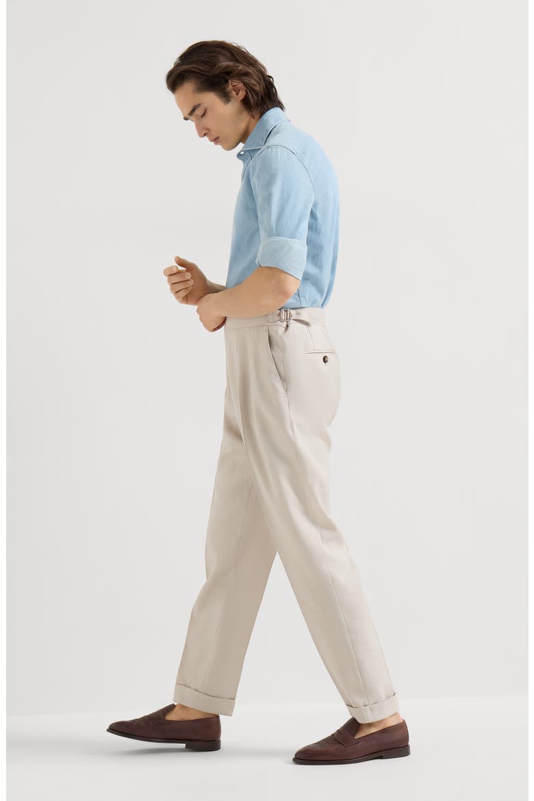 Trousers with double pleats and tabs, Alternate, color, Buff