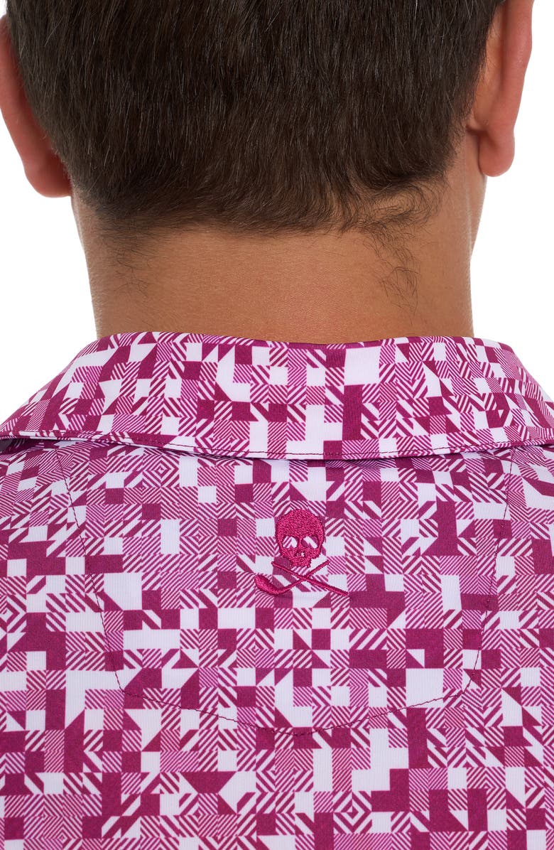 Robert Graham Wooderson Geo Print Performance Golf Polo, Alternate, color, Pink