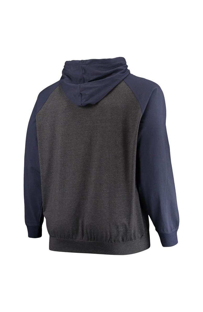 FANATICS Men's Fanatics Branded Navy/Heathered Charcoal Houston Texans Big & Tall Lightweight Raglan Pullover Hoodie, Alternate, color, Navy