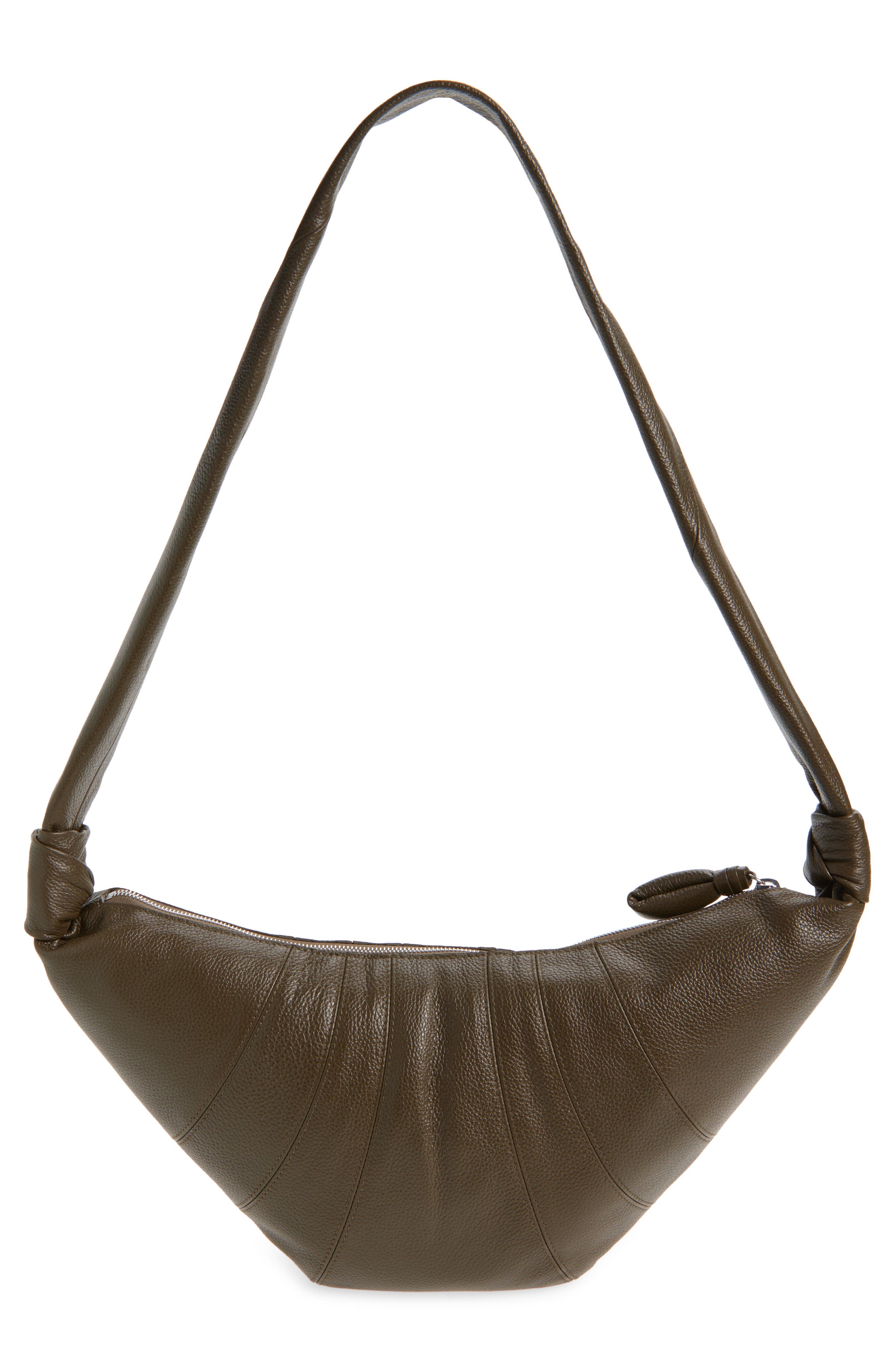 Lemaire Medium Croissant Leather Shoulder Bag, Alternate, color, Dark Olive