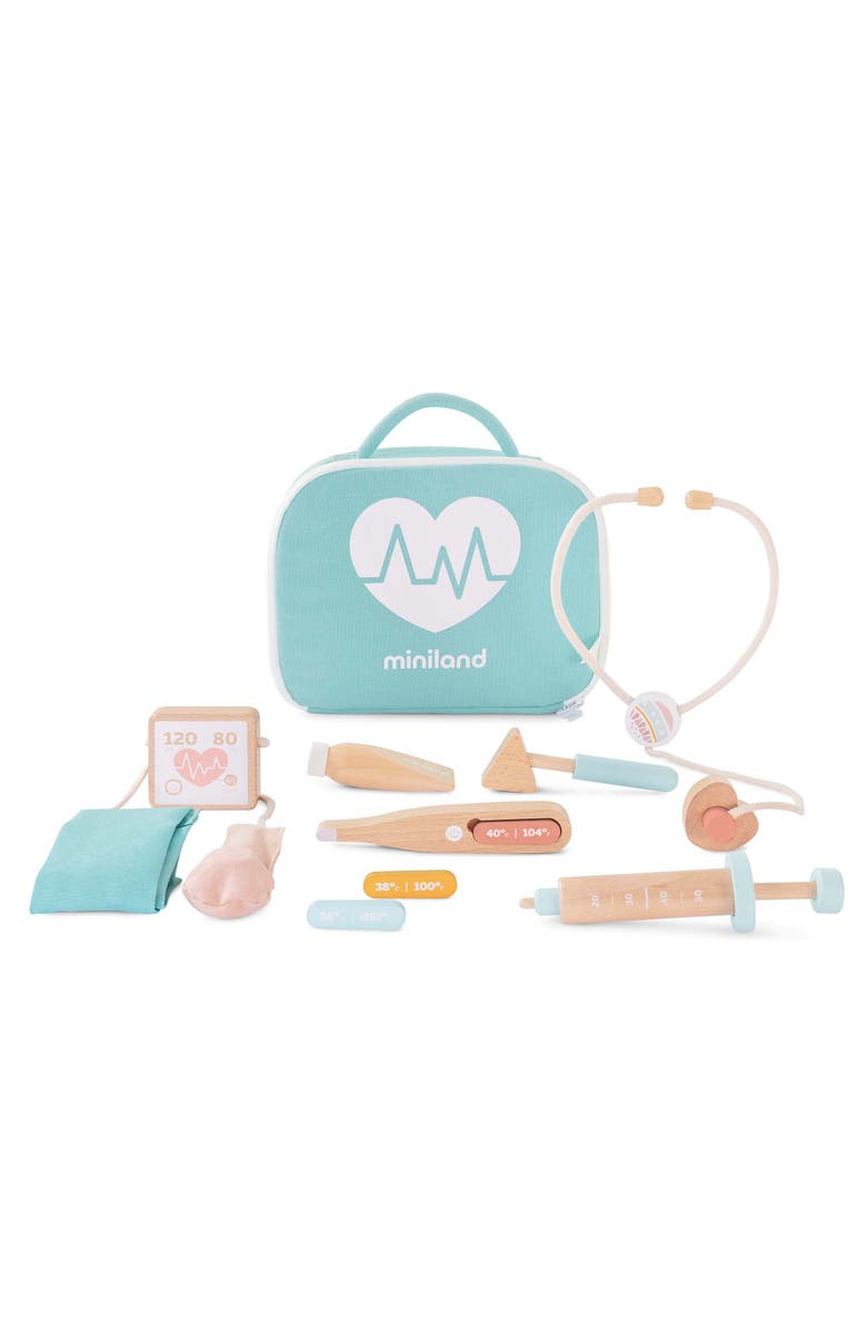 Miniland Wooden Doctor Set Doll Accessory Play Set, Main, color,