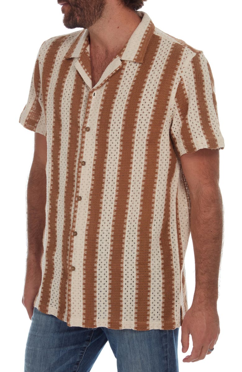 PX Textured Stripe Knit Camp Shirt, Alternate, color,
