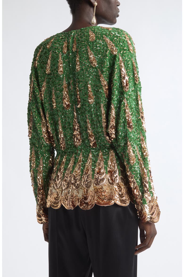 Sequin Silk Chiffon Top, Alternate, color, GREEN MULTI