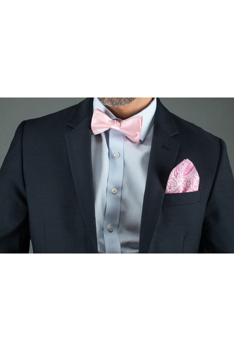Sobee Paisley Silk Pocket Square, Alternate, color, Pink