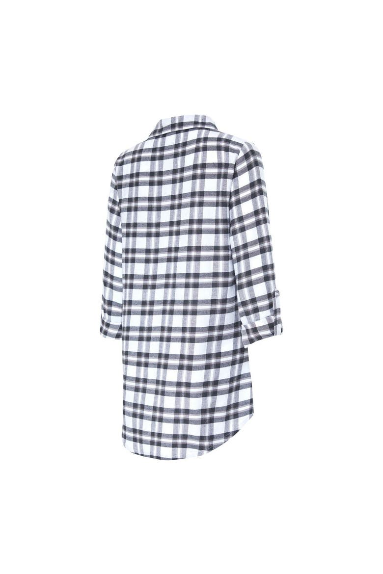 Women's Concepts Sport Charcoal Las Vegas Raiders Sienna Plaid Full-Button Long Sleeve Nightshirt, Alternate, color, Charcoal