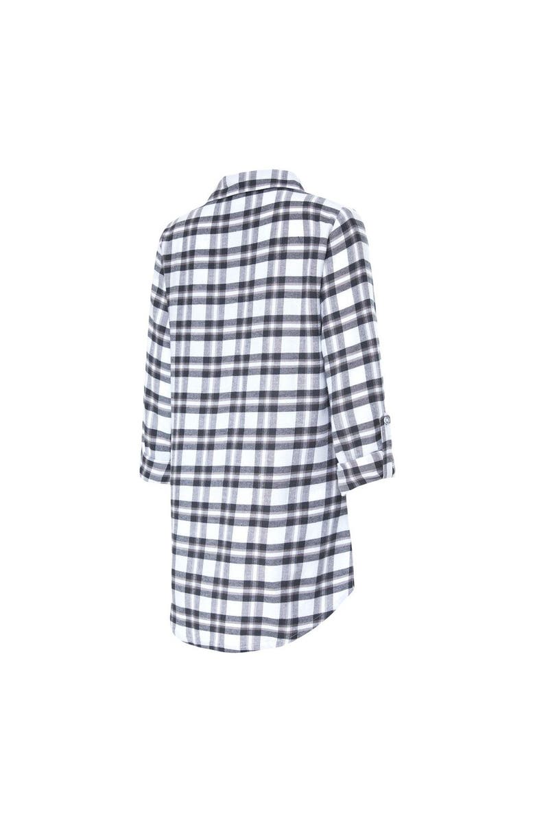 CONCEPTS SPORT Women's Concepts Sport Charcoal Las Vegas Raiders Sienna Plaid Full-Button Long Sleeve Nightshirt, Alternate, color, Charcoal
