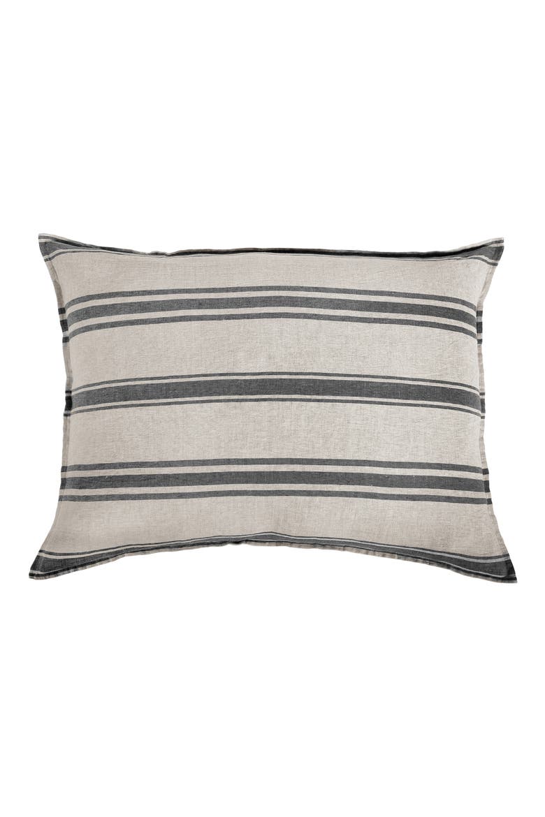 Jackson Stripe Linen Sham, Alternate, color, FLAX/ MIDNIGHT