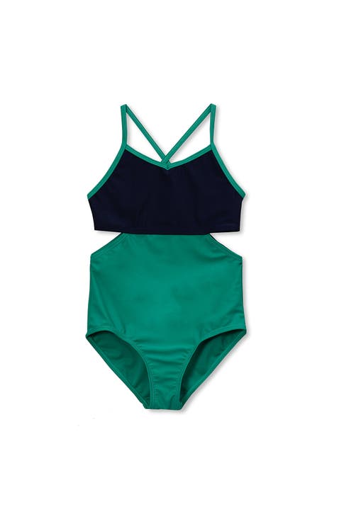 Girls Wrap Seersucker One Piece Swimsuit